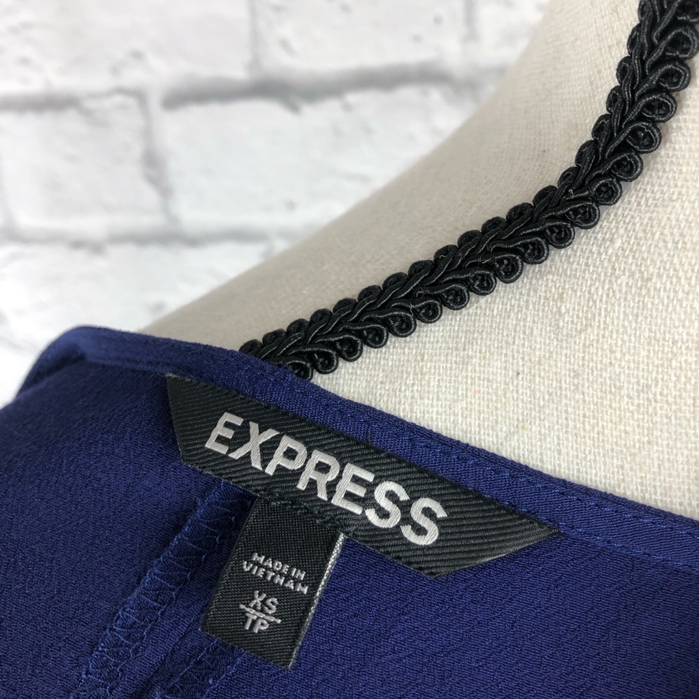 Express Royal Blue Sheer Sleeve Dress - Picture 7 of 8